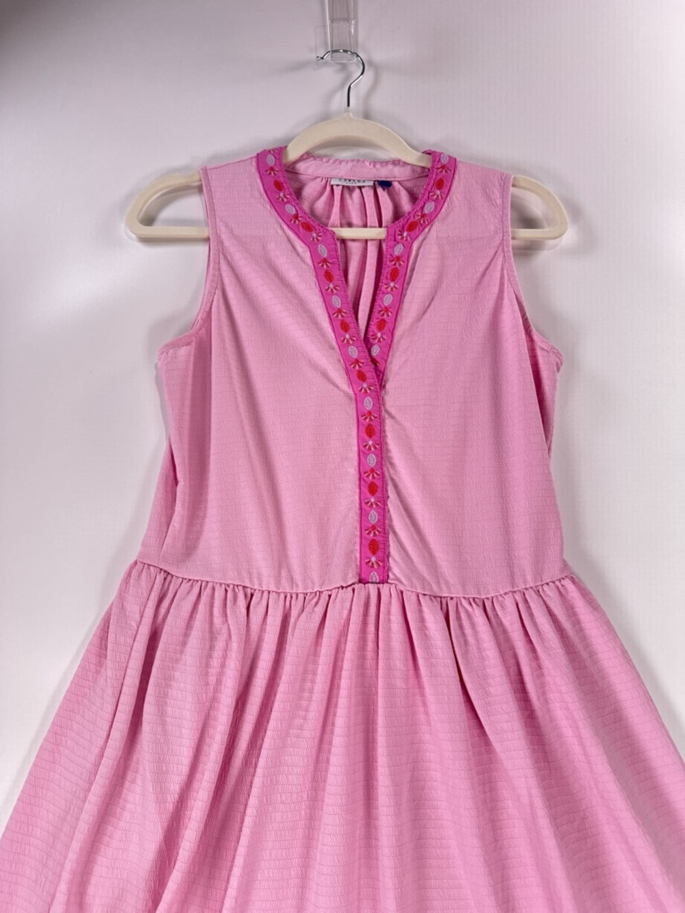 Cabana Life Pink UPF 50 Midi Dress Size M Embroidered Tiered Pique - Picture 3 of 12